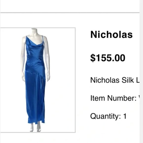 NICHOLAS Dresses & Skirts - NICHOLAS LARK 100% SILK DRESS Size S